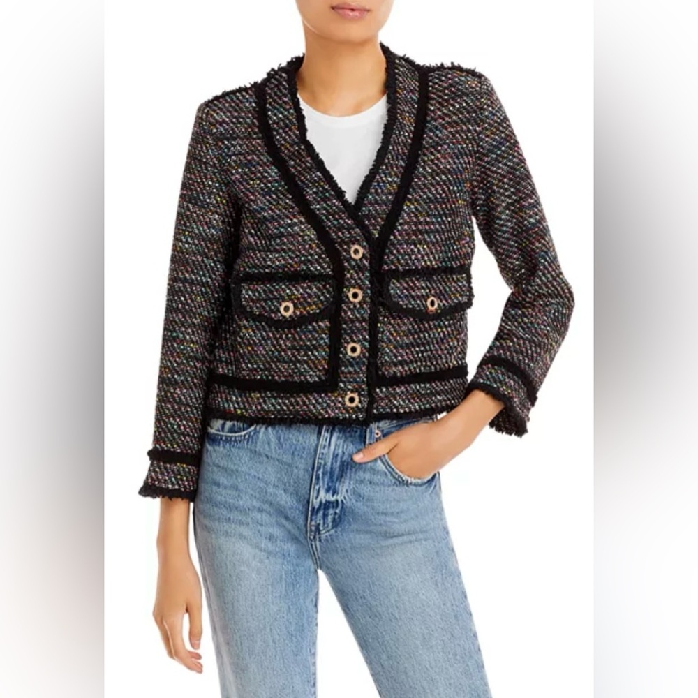 AQUA Tweed Cropped Blazer